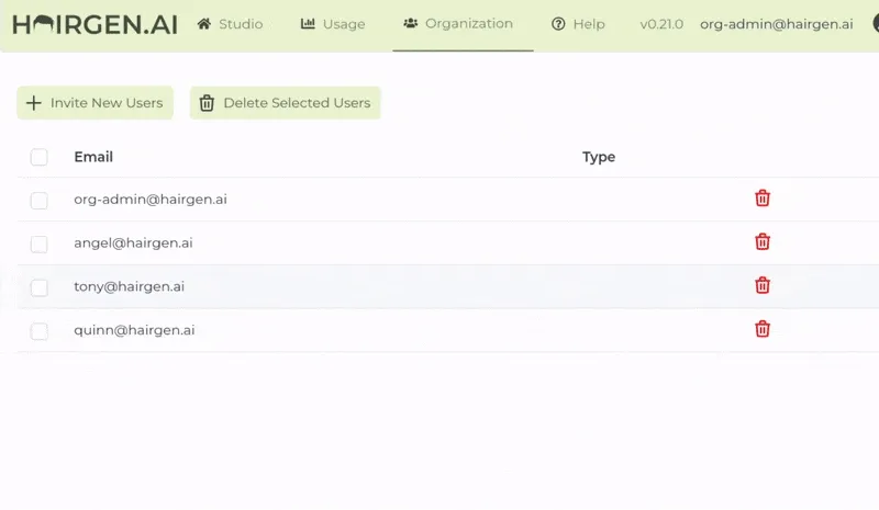 Organization invitation